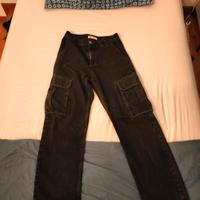 pantaloni baggy neri zara 