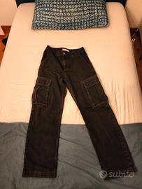 pantaloni baggy neri zara 