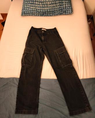 pantaloni baggy neri zara 