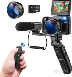 Fotocamera digitale 4K con accessori