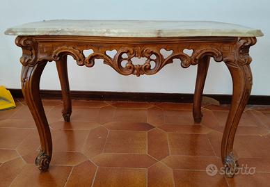 tavolino in legno e marmo vintage 