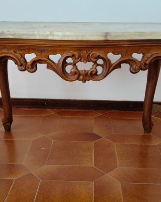 tavolino in legno e marmo vintage 