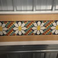 quadro cucito con fiori margherite 50 per 18
