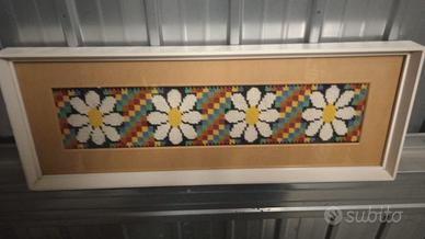 quadro cucito con fiori margherite 50 per 18