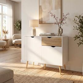 Madia Moderna Legno 147x39x82 Naturale e Marrone