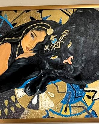 dipinto la regina e la pantera 100x70