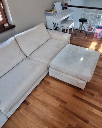 divano 3 posti + pouf chaise longue in velluto