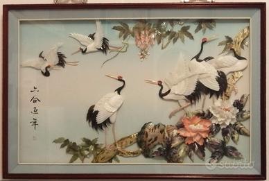 Quadro tridimensionale raffigurante Gru Giapponesi