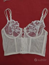 Reggiseno in pizzo trasparente ricamato, taglia 3