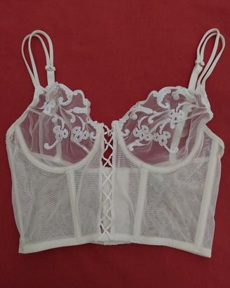 Reggiseno in pizzo trasparente ricamato, taglia 3
