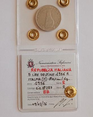 Repubblica italiana 5 lire 1956 bb