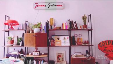 Libreria modulare vintage in team e metallo