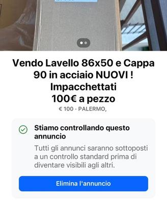 Cappa, piano cottura e lavello