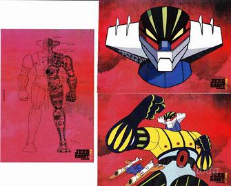 JEEG ROBOT D'ACCIAIO SET 3 CARTOLINE UFFICIALI