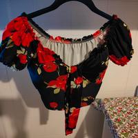 Maglietta corta rose donna