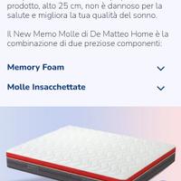 materasso memory+ molle insacchettate 160x200cm