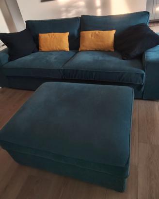 Divano Kivik e Pouf contenitore, fodere Blu Grigio