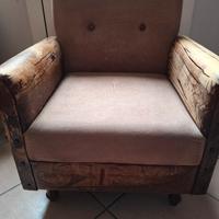 Divanetto in pelle e stoffa 