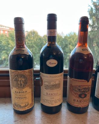 Sei bottiglie vino Barolo collezionismo antiche