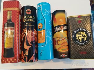 Lotto 5 Scatolette latta da collezione,vari amari.