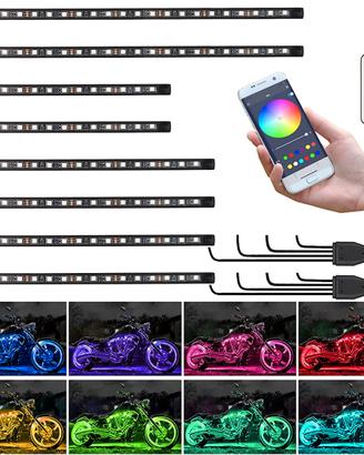 8 Pezzi Kit luci LED per moto, APP Control RGB Sma