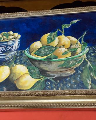 NATURA MORTA DIPINTO ACRILICO SU MDF