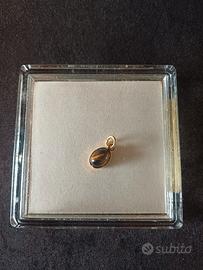 gioiello, pendente occhio di tigre placcato oro 