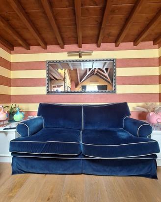Elegante divano 3 posti blu