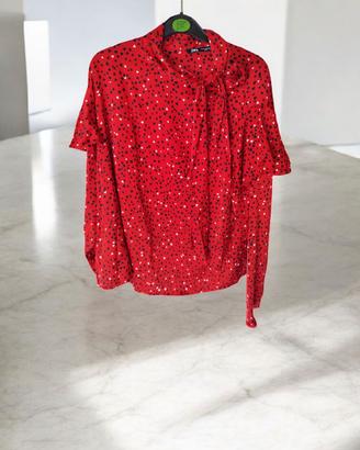 Zara camicia a cuore rosso nero tg M