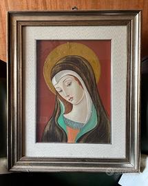Quadro Madonna sfondo rosso