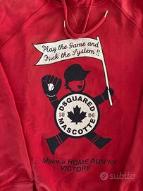 Felpa Dsquared2 rossa originale con cappuccio 2019