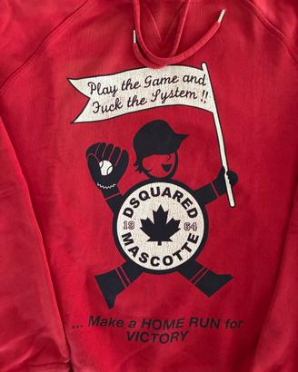 Felpa Dsquared2 rossa originale con cappuccio 2019