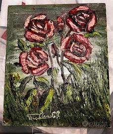 Quadro dipinto a olio materico “Rose” 25x30