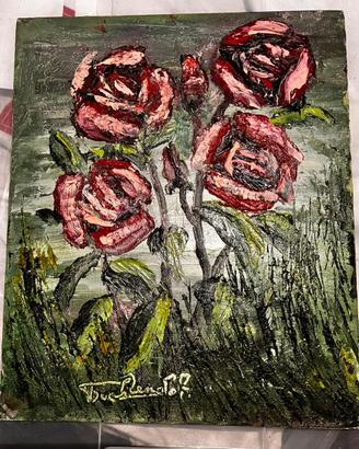 Quadro dipinto a olio materico “Rose” 25x30