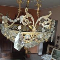 lampadario anni 50 con cristalli e pendenti 