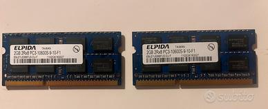 2x2GB RAM Elpida DDR3 SO-DIMM 1333MHz PC3-10600S