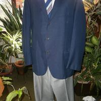 Giacca fresco di lana blu Marzotto t. 52.Anni '60