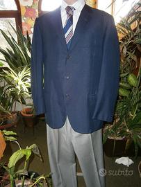 Giacca fresco di lana blu Marzotto t. 52.Anni '60