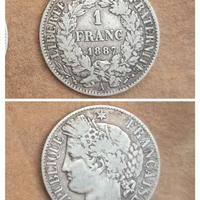 Argento 1887 1 Franco Moneta Rep. Francese