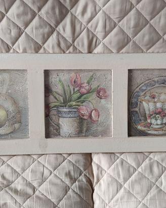 quadro  con tre pannelli stile shabby chic
