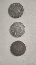 2 lire 1881-84-85 lotto 3 pezzi