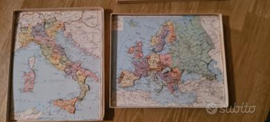 Carte geografiche puzzle vintage Italia Europa