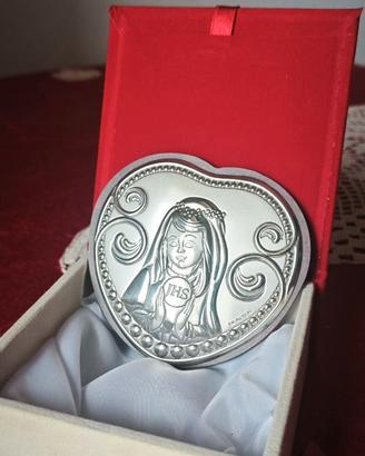 Icona Sacra Cuore Argento Prima Comunione Bambina