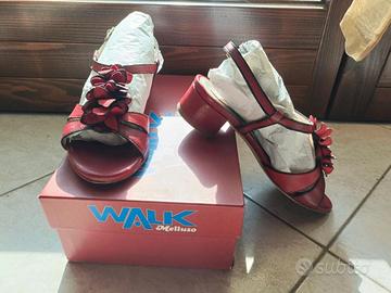 Sandalo Rosso Borgogna a tacco basso Melluso