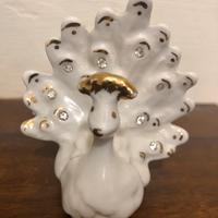 Pavone Capodimonte cristallo e oro  cm.7