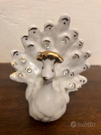 Pavone Capodimonte cristallo e oro  cm.7