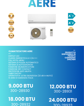 Condizionatori nuovi A+++ – AERE / X‑PRO – Pronta