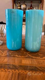 Coppia vasi Villeroy & Boch vetro opalino azzurro