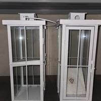 2 lanterne bianche in metallo e vetro 