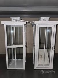 2 lanterne bianche in metallo e vetro 